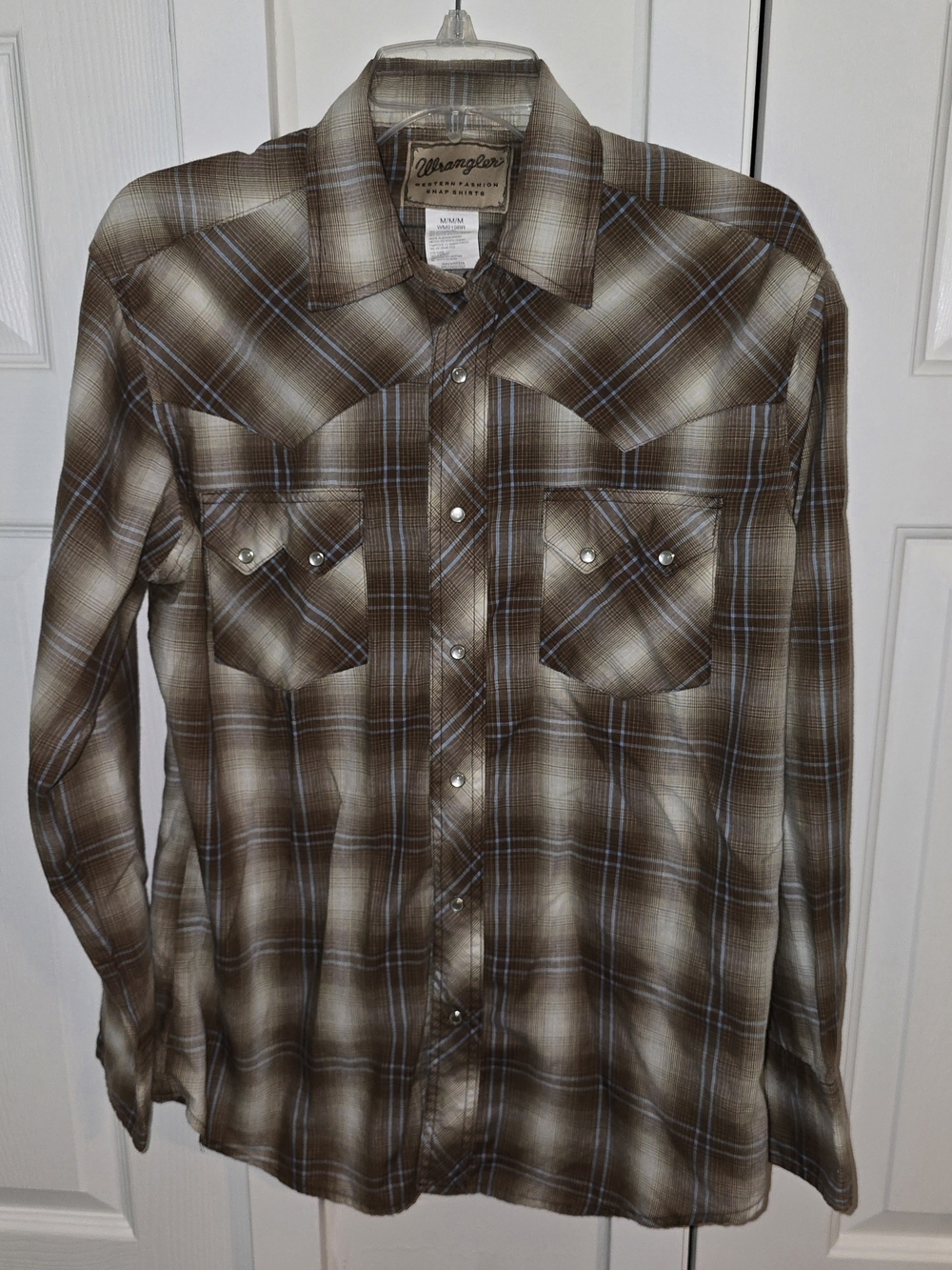 Wrangler Brown Plaid Western Button-Down Shirt